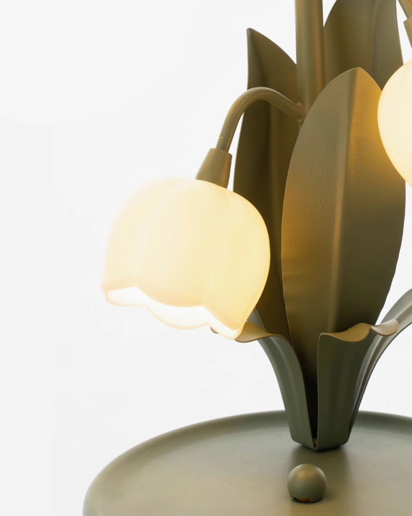 Bell Orchid Table Lamp unlit display on neutral background showing botanical orchid motif printing
