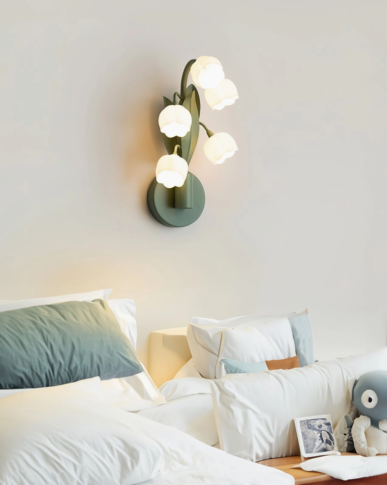 Bell Orchid wall lamp powder room vanity lighting mid-century modern white background studio shot