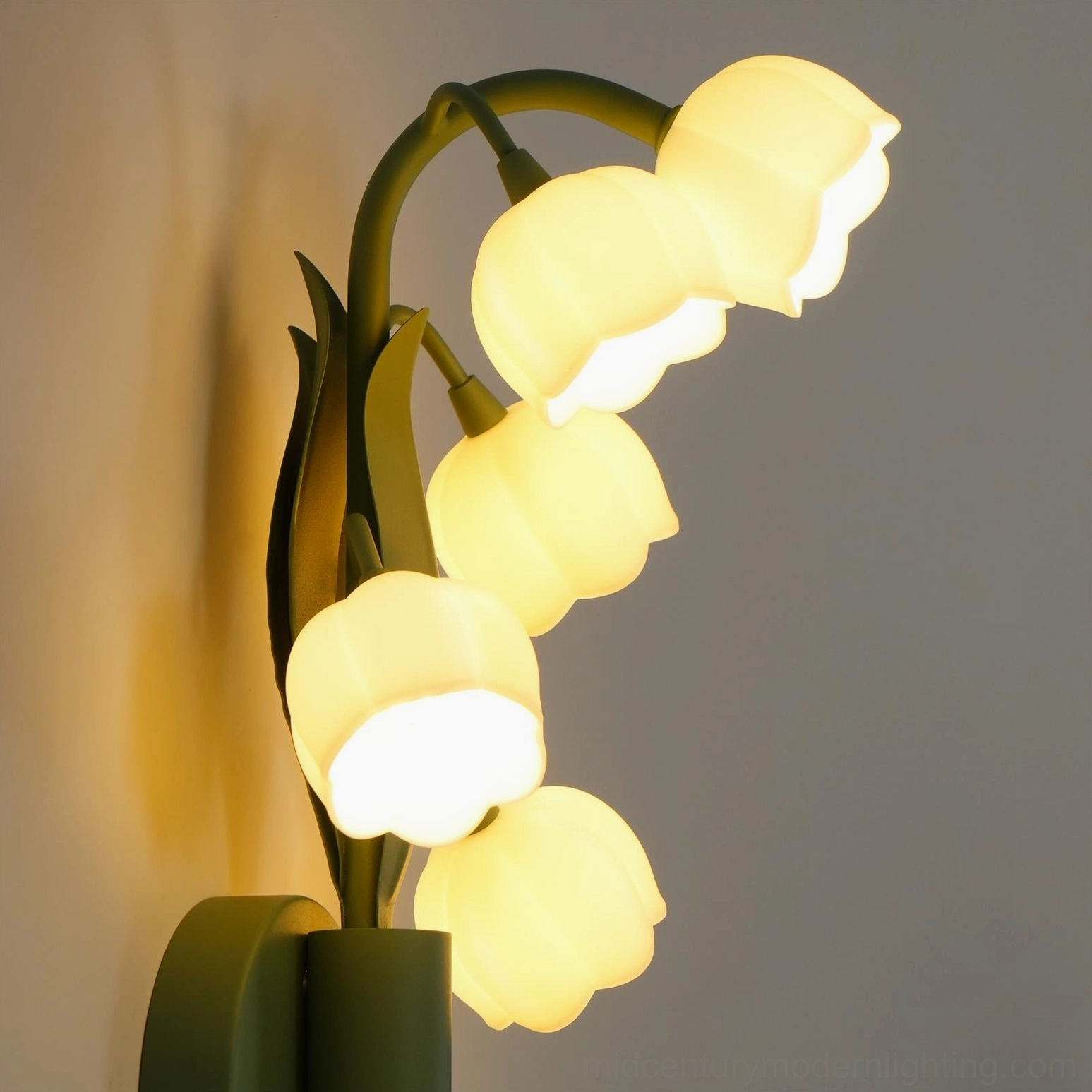 Bell Orchid wall lamp isolated product photography showing complete fixture assembly for e-commerce display