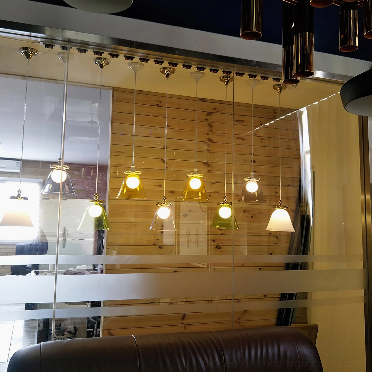 Various hanging bell style pendant lamps commercial display modern minimalist