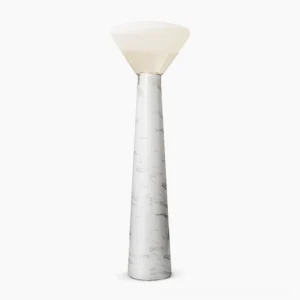Bella marble floor lamp frontal view minimalist white background modern standing light