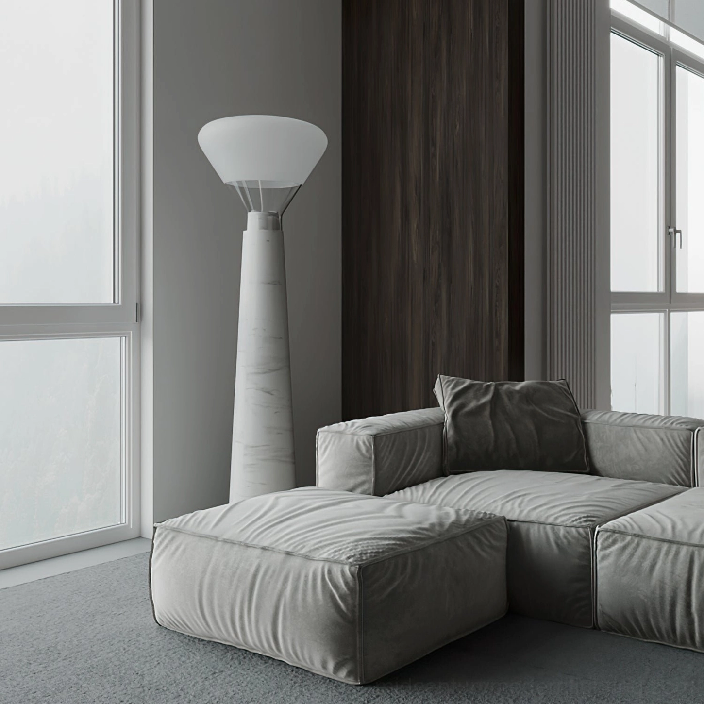Bella marble floor lamp gray modular sofa minimalist nordic home interior styling