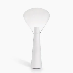 Bella marble floor lamp with blown glass shade, minimalist white mushroom design, studio lighting