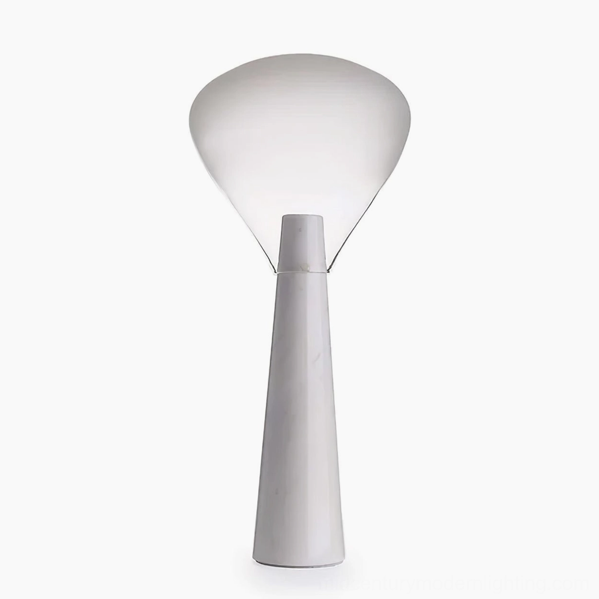 Bella mushroom table lamp with matte white marble base, mid-century modern design