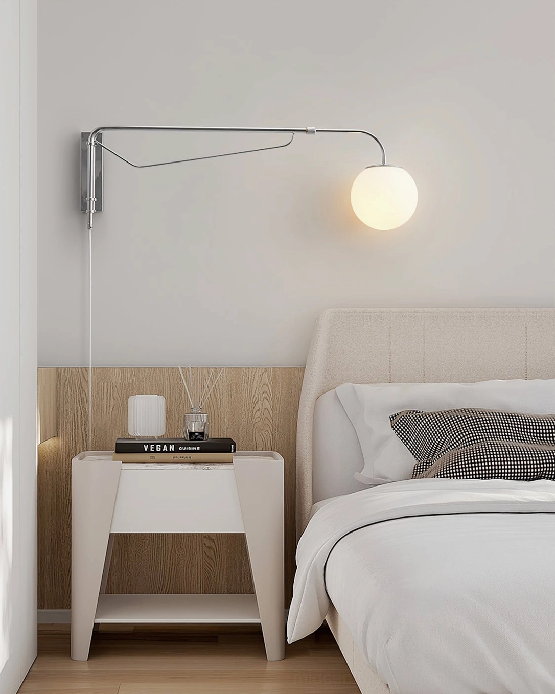 Bellman plug-in wall sconce telescoping arm mechanism extended position