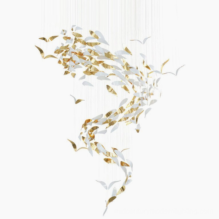 Bennett Wings Chandelier larger grand scale configuration Ø 100cm × H 200cm designed for double-height hotel atriums and residential foyers 14+ ft ceilings
