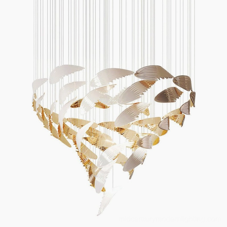 Bennett Wings Chandelier smaller configuration Ø 60cm × H 100cm perfect for luxury dining rooms and private hotel suites with 10-14 ft ceilings