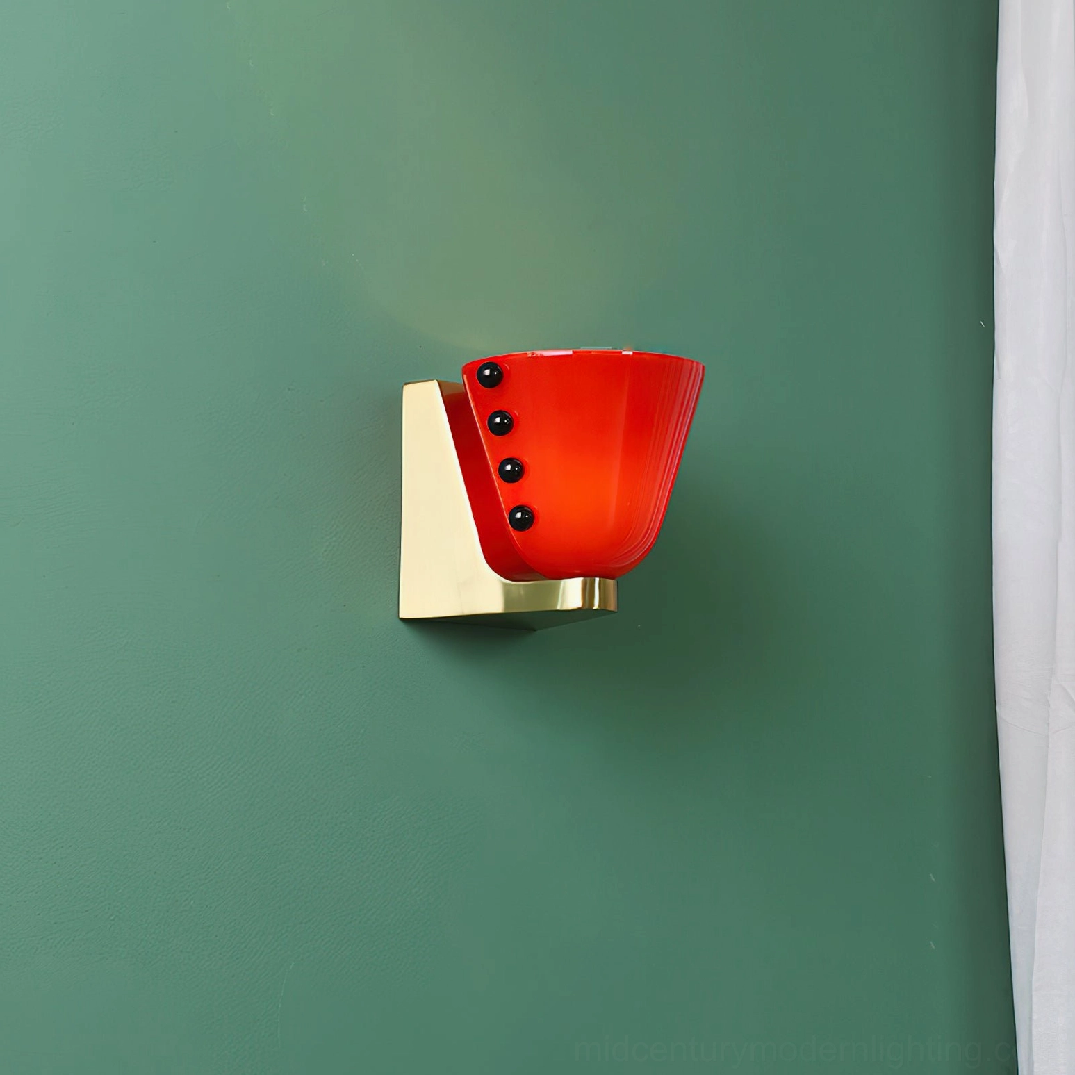 Berries mid-century modern wall sconce detail showing hand-blown glass construction and brass fitting components