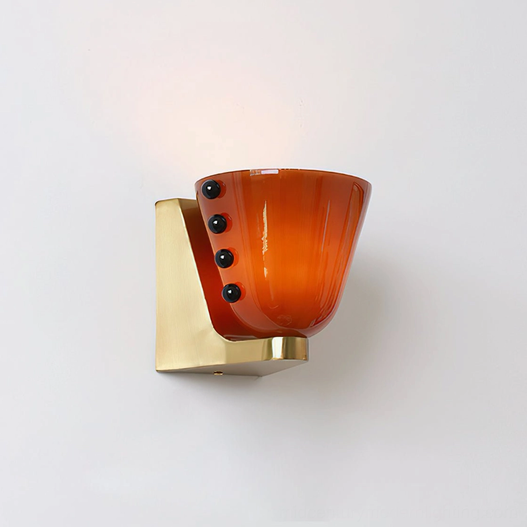 Berries wall sconce in hallway pendant application showing how light disperses through colored glass shade