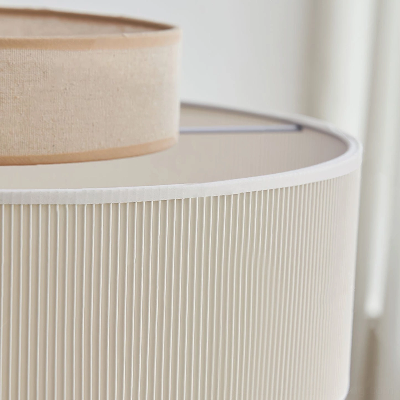 Bianella layered pendant lamp size comparison showing proportions of dual-tier pleated shade design