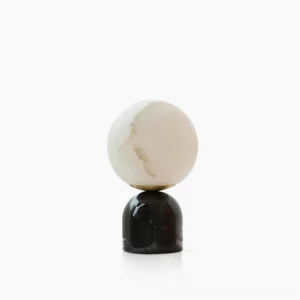 Billy alabaster marble table lamp front view studio minimalist two-tone design