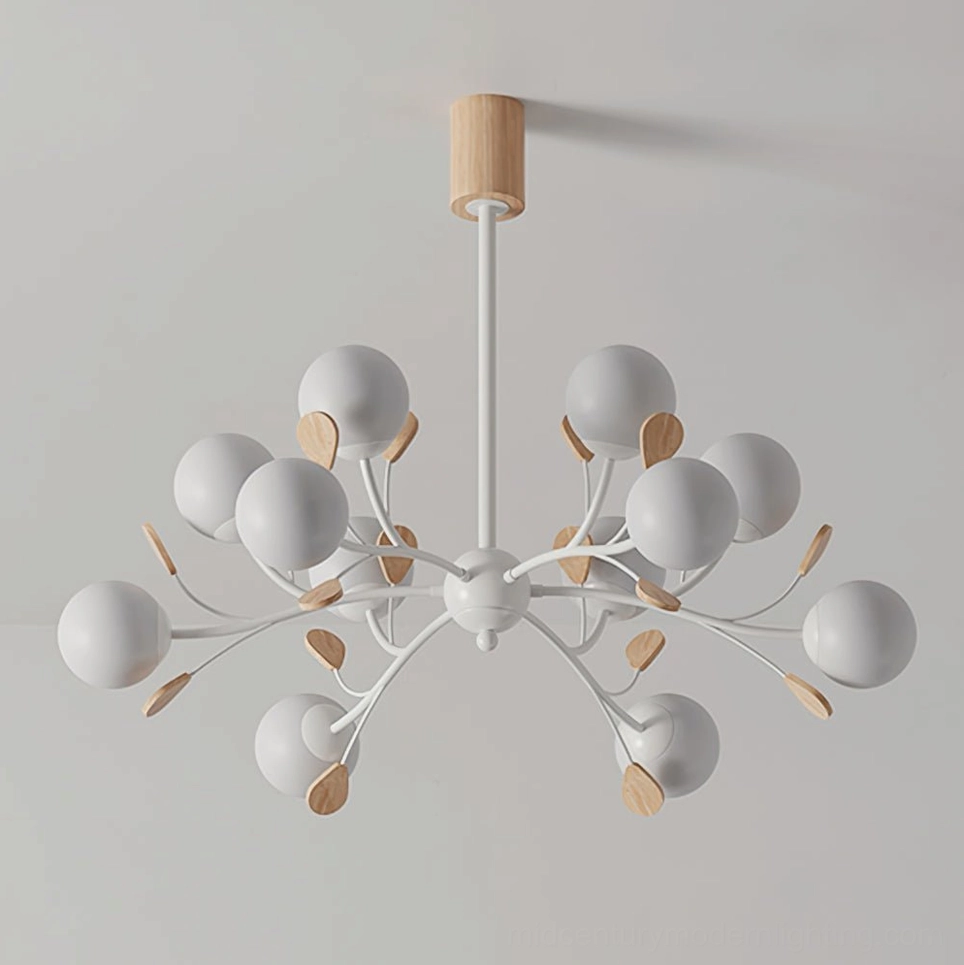 Birdle Chandelier multiple sphere shades creating warm ambient lighting in modern dining area
