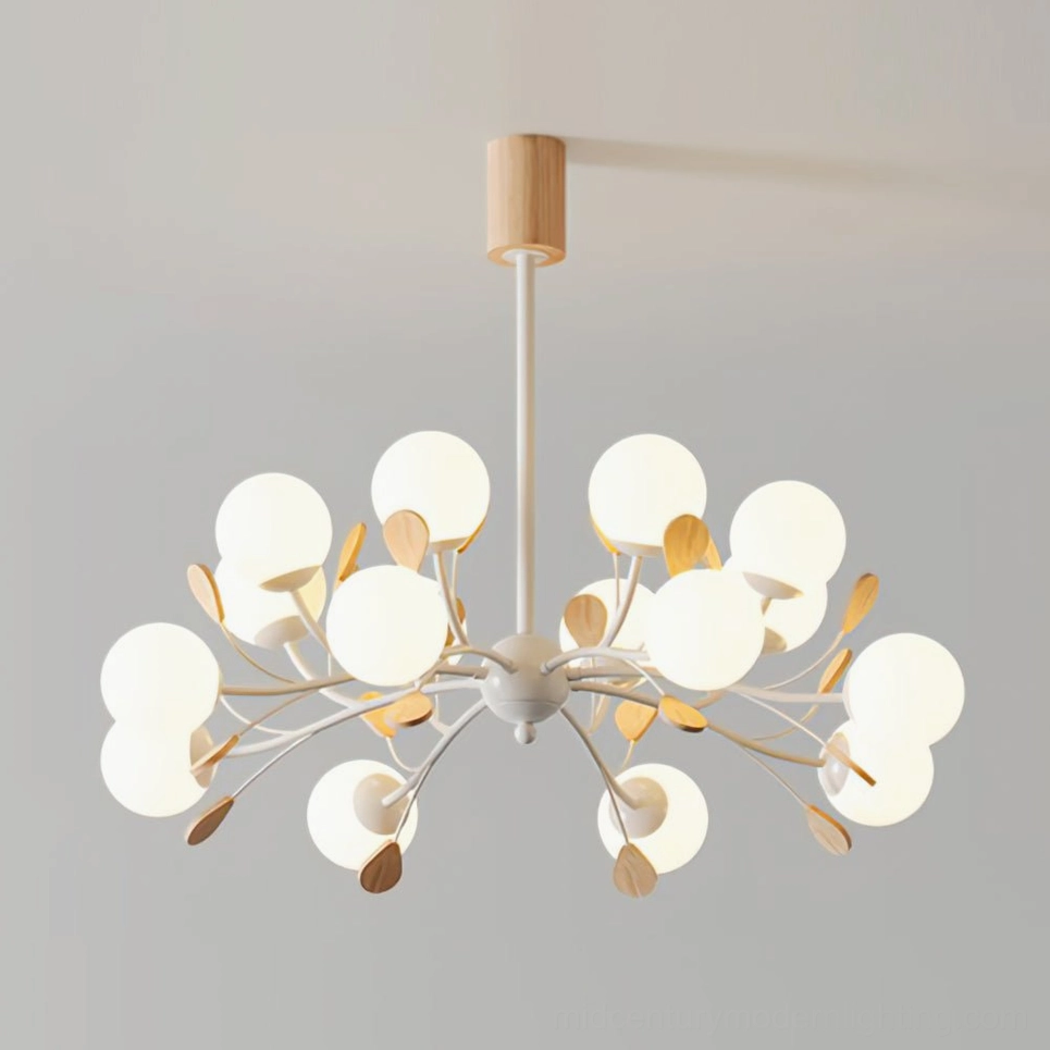 Birdle Branch Chandelier full installation in contemporary home showing architectural integration