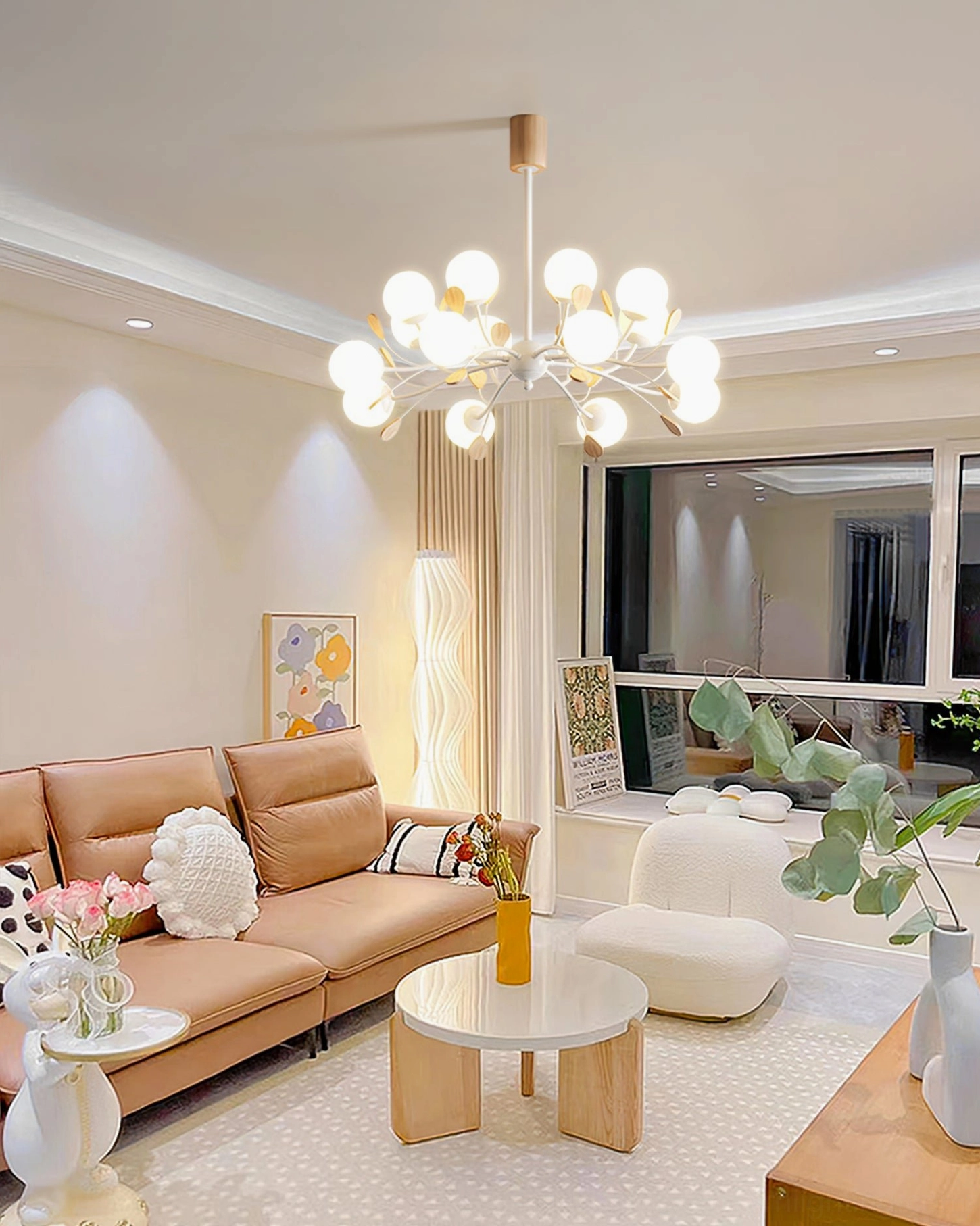 Birdle Branch Chandelier alternative angle showing architectural design in mid-century modern interior