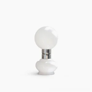 Birillo modern table lamp white opal glass chrome base frontal studio view