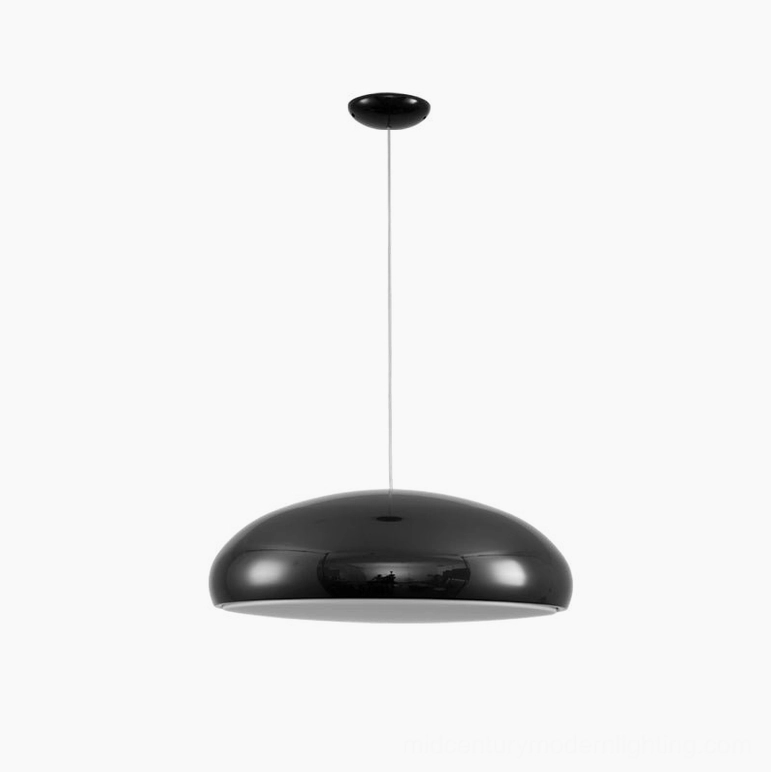 Black Aicia dome pendant light small size hanging front view mid-century modern