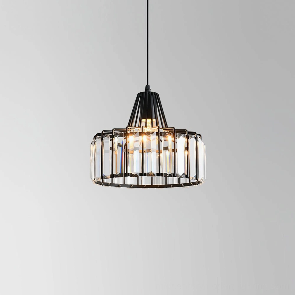 Black crystal pendant lamp variant showing matte finish and clear crystal diamond-cut style