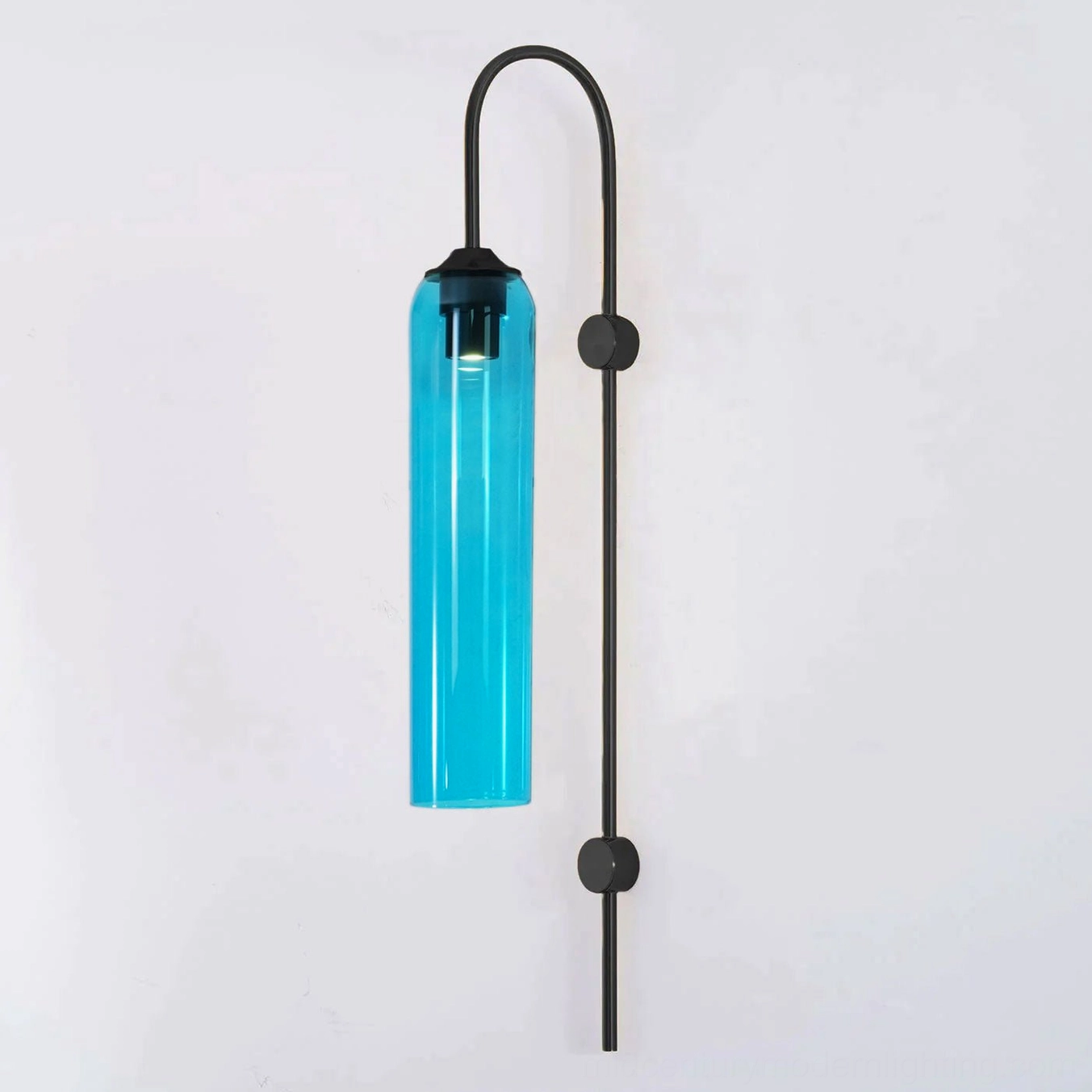 Black frame blue glass wall sconce modern lighting fixture with artistic glass craftsmanship
