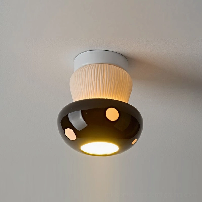 Black mushroom ceiling light 6.1 inch large size variant with ceramic gloss finish