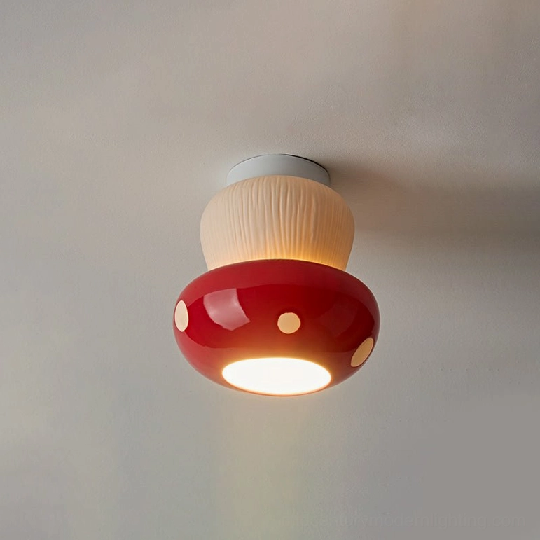 Black mushroom ceiling light 5 inch small size with compact proportions and detail finish