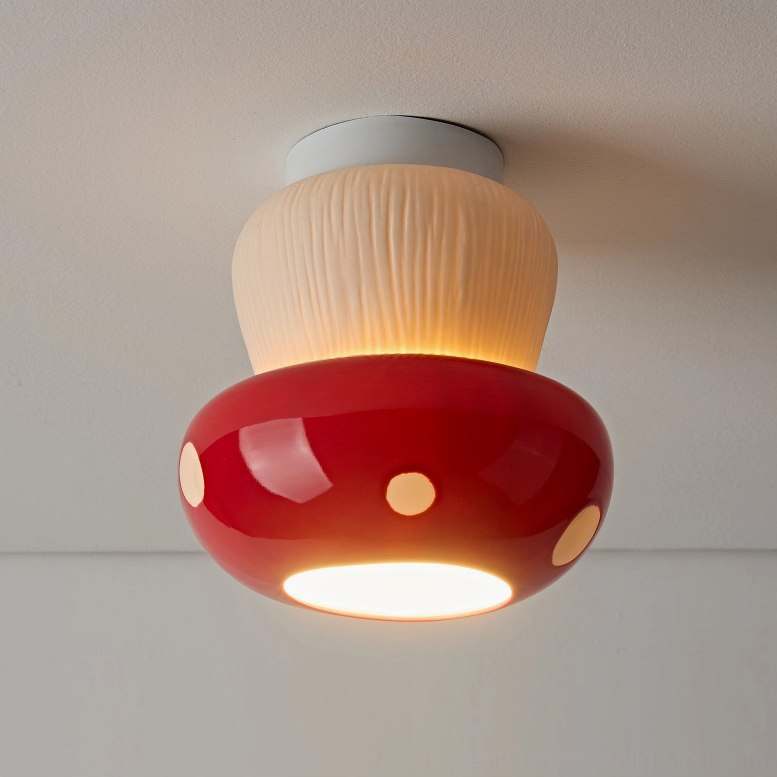 Black mushroom ceiling light small size variant with ceramic craftsmanship visible