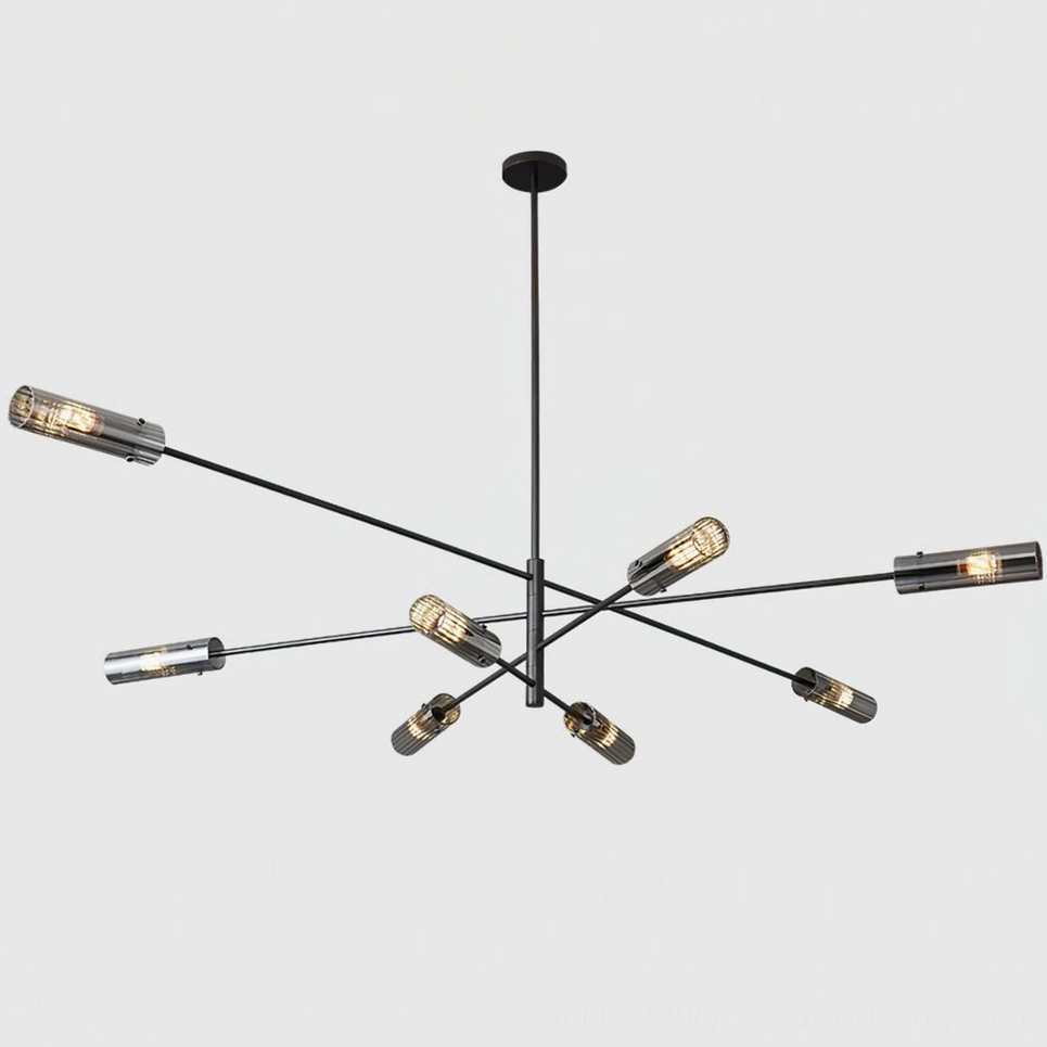 Black smoke gray sputnik chandelier mid-century modern home decor styling