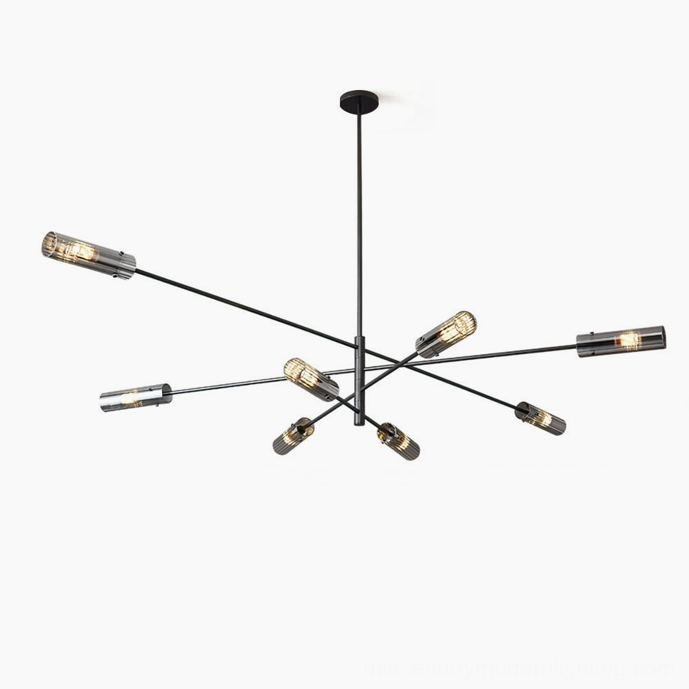 Matte black sputnik chandelier overhead flat lay view modern minimalist design