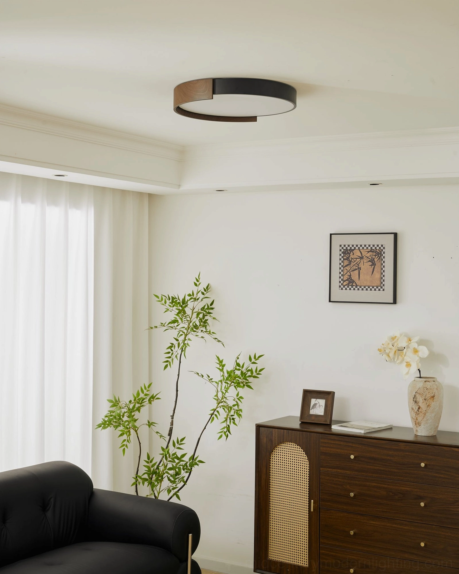 Black and walnut scandinavian ceiling light color options finish