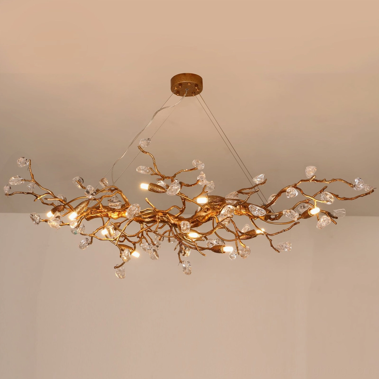 Bloom Branch Chandelier antique bronze finish detail showing warm metallic patina and craftsmanship