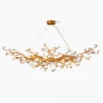 Bloom Branch Chandelier overhead view showing brass framework with crystal glass accents in antique bronze finish