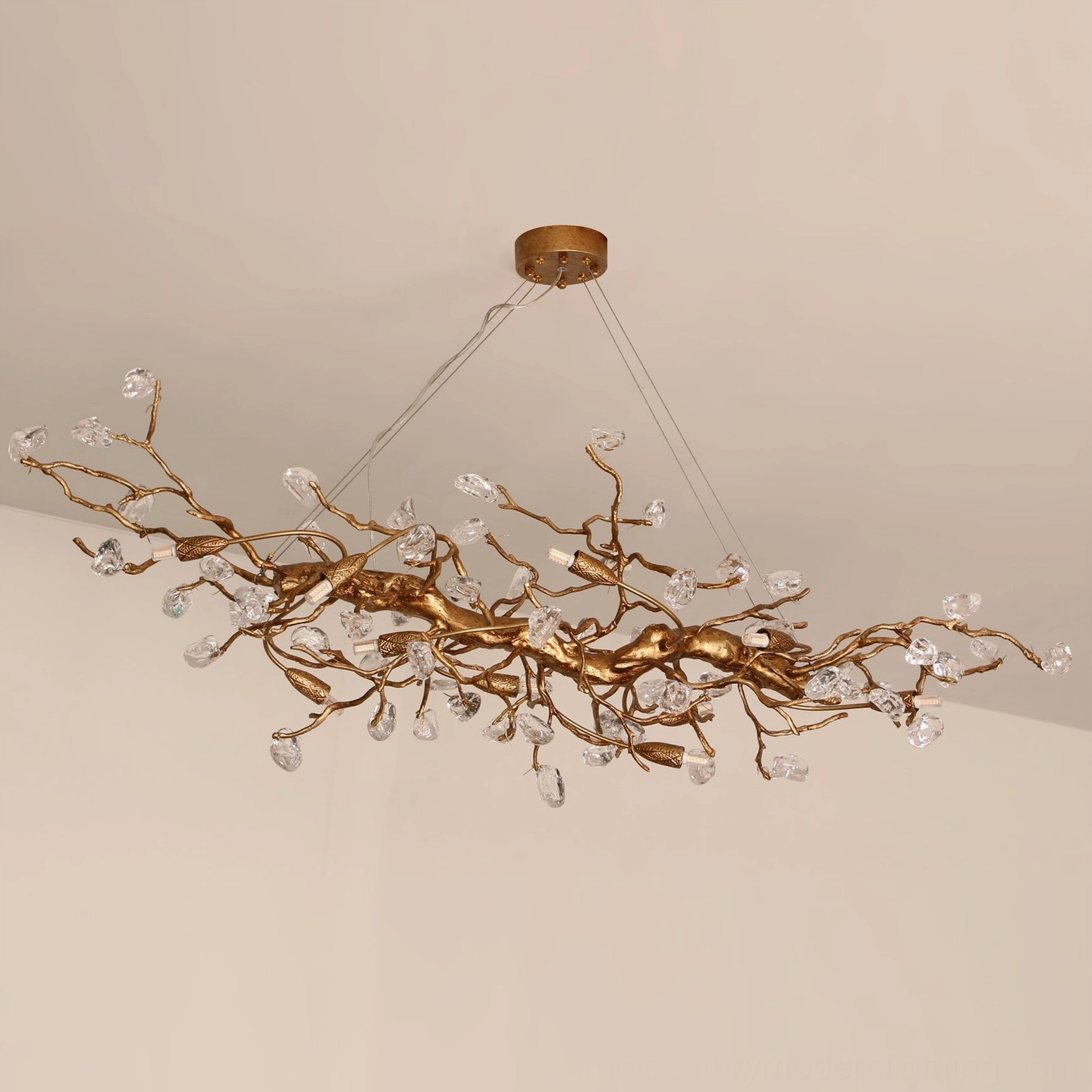 Bloom Branch Chandelier brass twig framework showing natural organic branching architecture