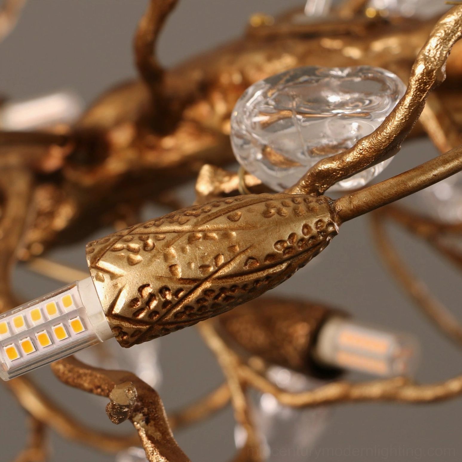 Bloom Branch Chandelier side angle showing organic branching form and crystalline light-reflecting details