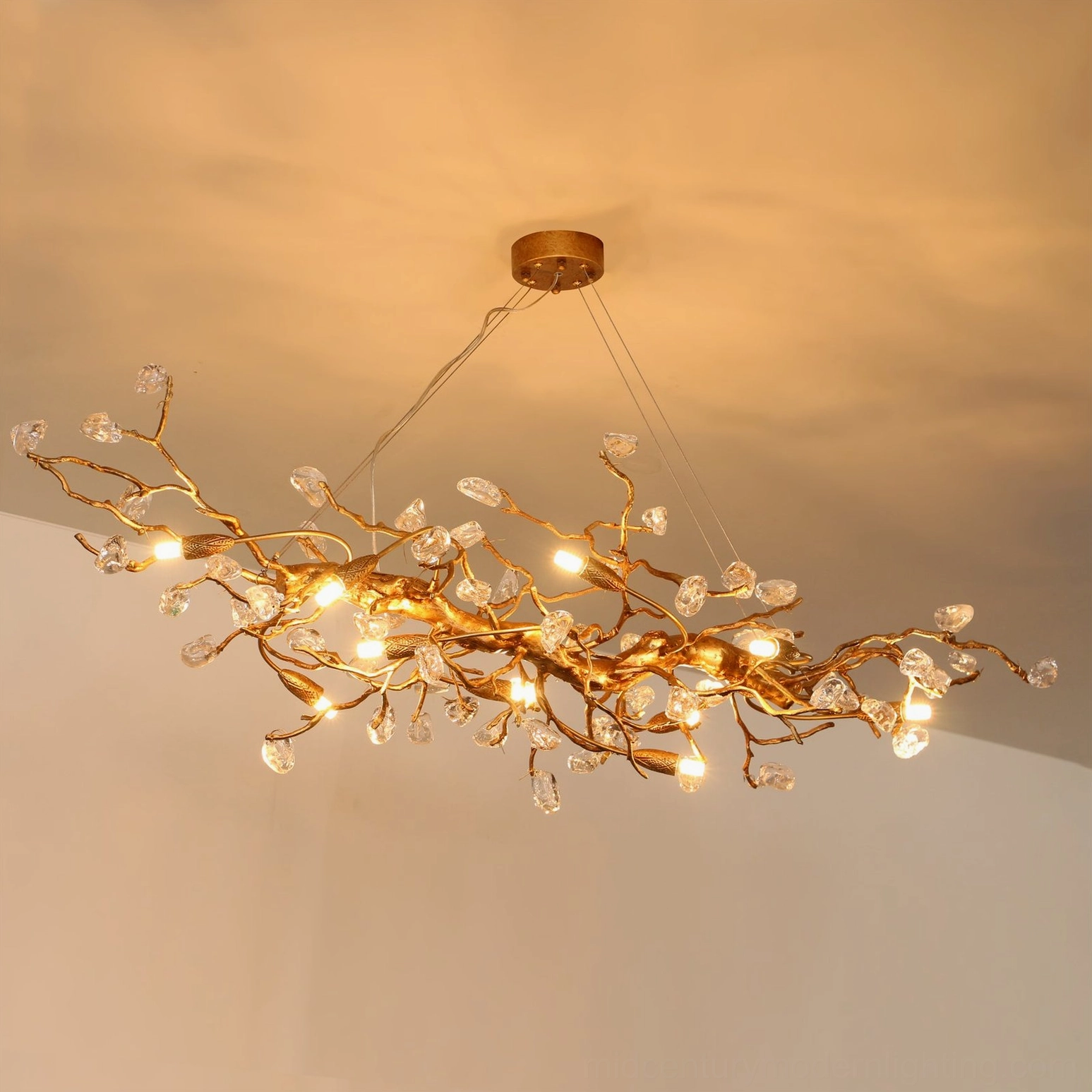 Bloom Branch Chandelier twelve G9 socket configuration and suspension wire assembly details