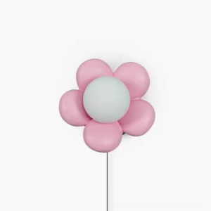 Bloom ceramic flower wall lamp overhead view white frosted glass petals with wooden base modern minimalist design