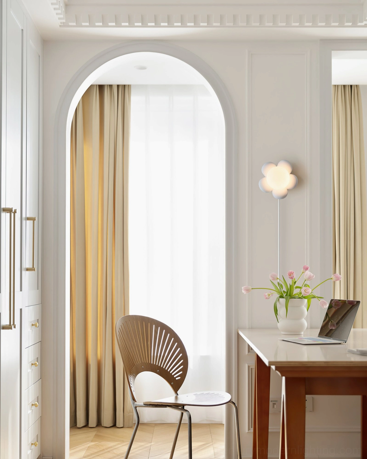 Bloom flower wall lamp home office study room French minimalist elegant interior design