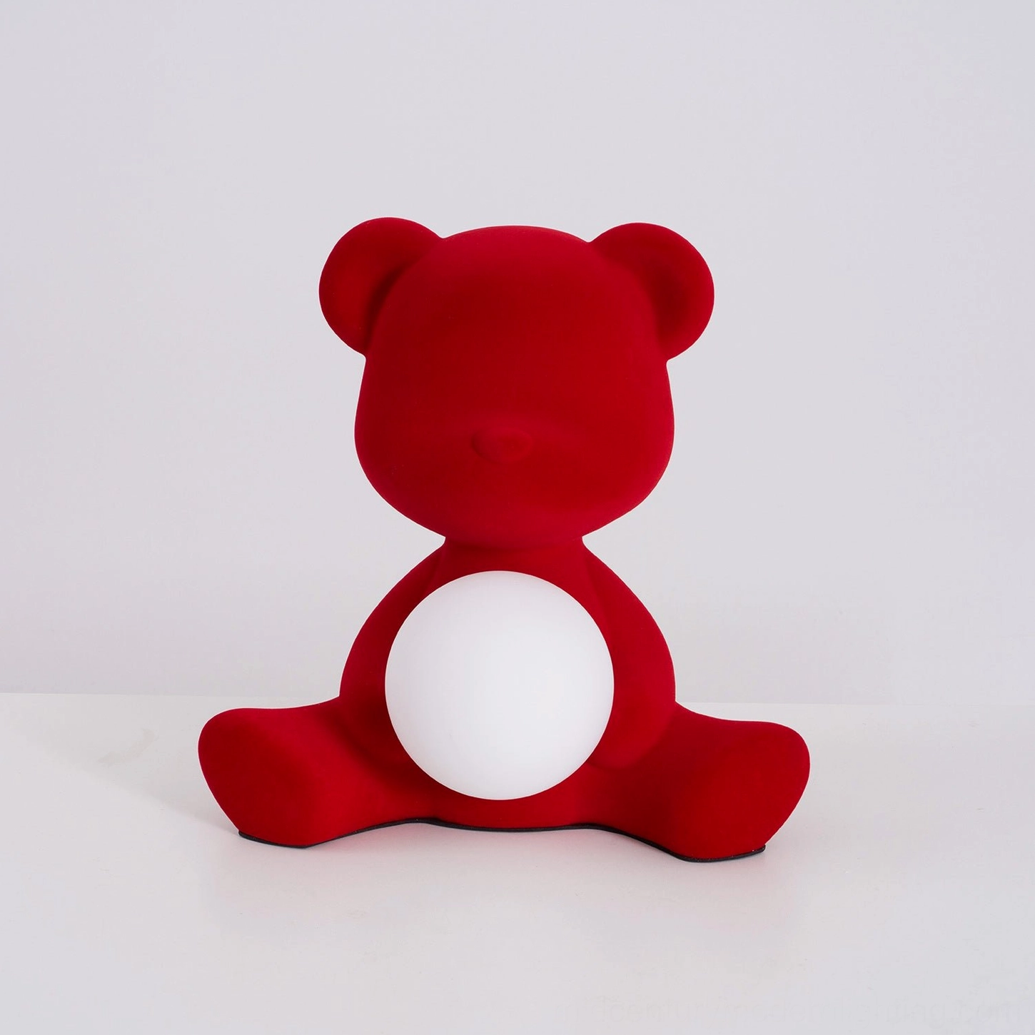 Blue teddy bear table lamp with push button switch close-up detail