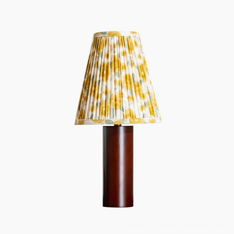 Bobbin Model B tall mid-century modern table lamp with extended height walnut base and pleated shade