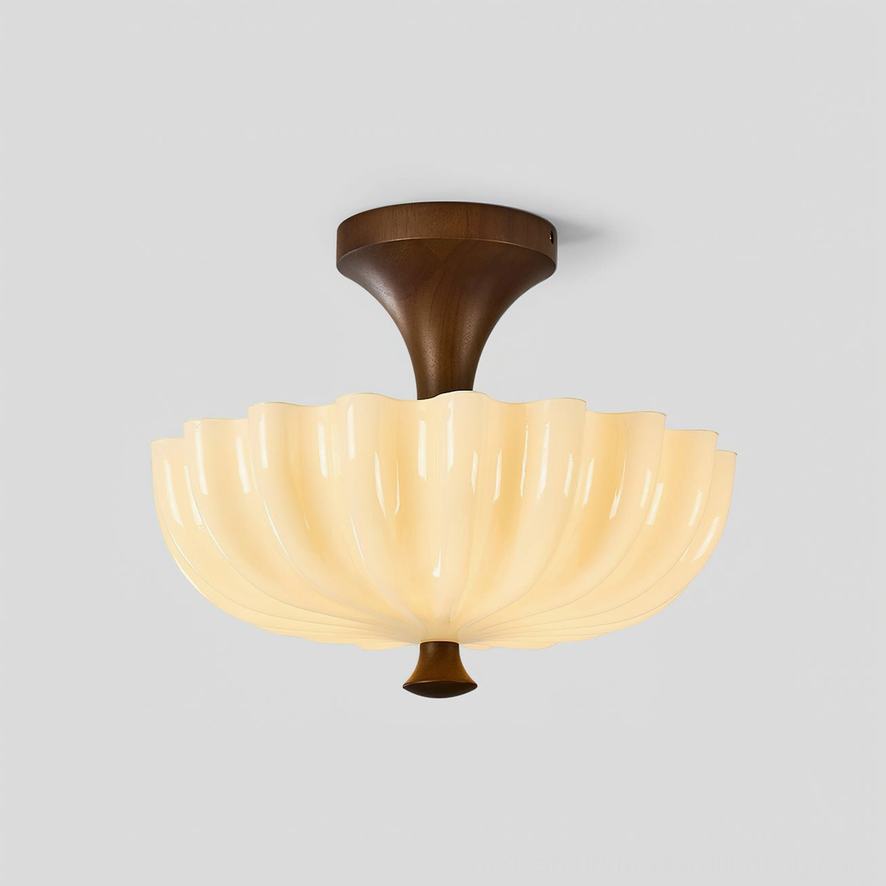 Bofea mid-century modern ceiling lamp in cream and walnut finish color options