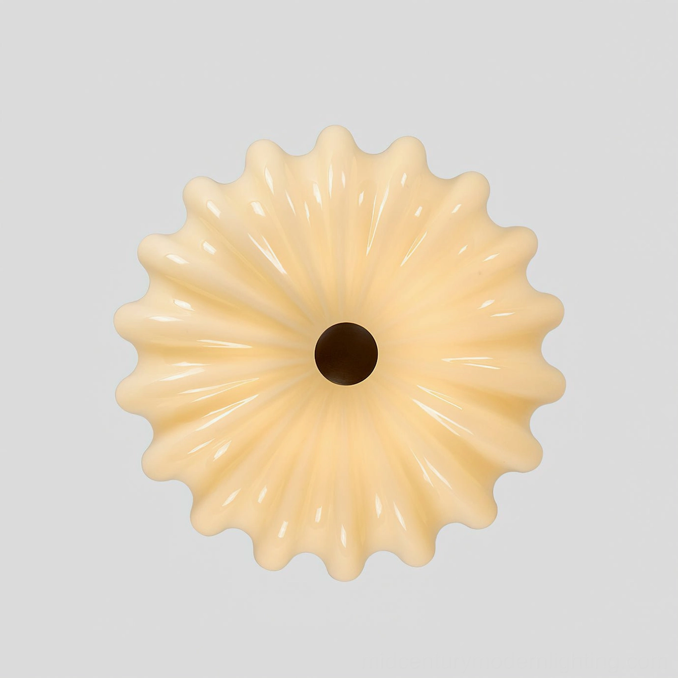 Bofea scalloped glass lamp shade with ribbed petal design showing fluted texture and cream color detail
