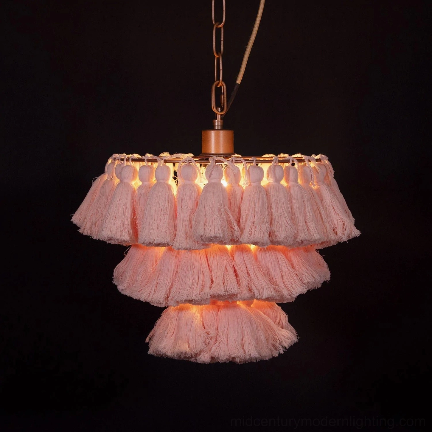 Bohemian handcrafted tassel chandelier product overview showing complete design and construction quality
