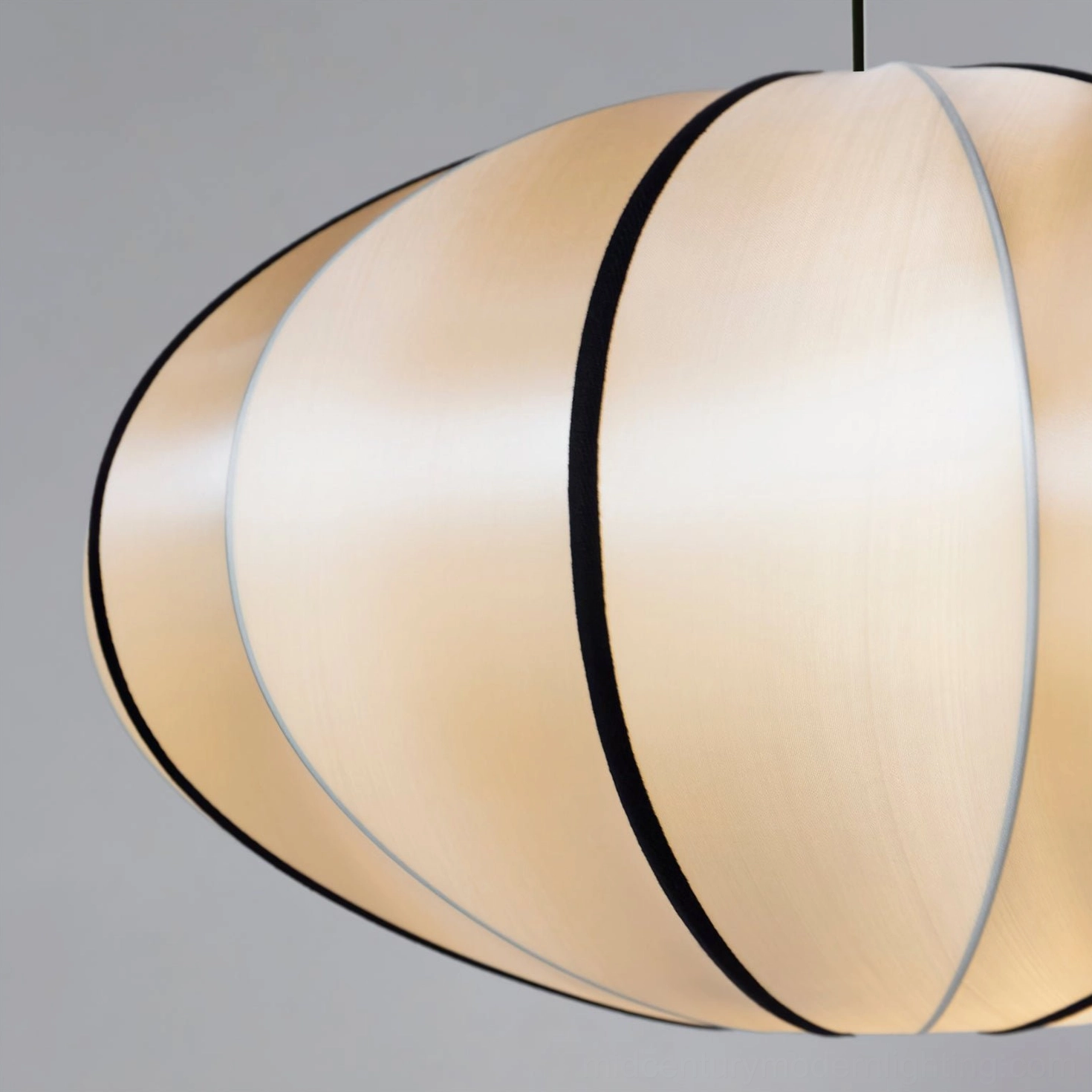 Bombori mid-century fabric pendant, Model B low-profile design view