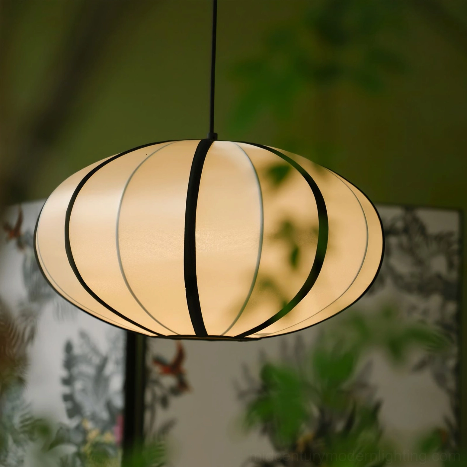 Bombori fabric pendant light in minimalist Scandinavian interior setting