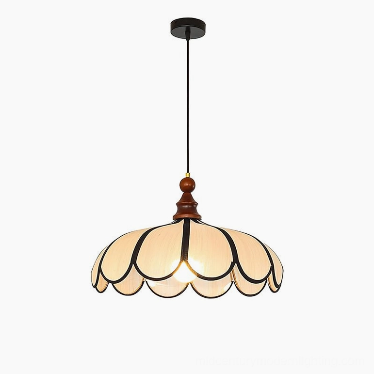 Botan large scalloped pendant light 60cm diameter, statement piece natural fiber lighting