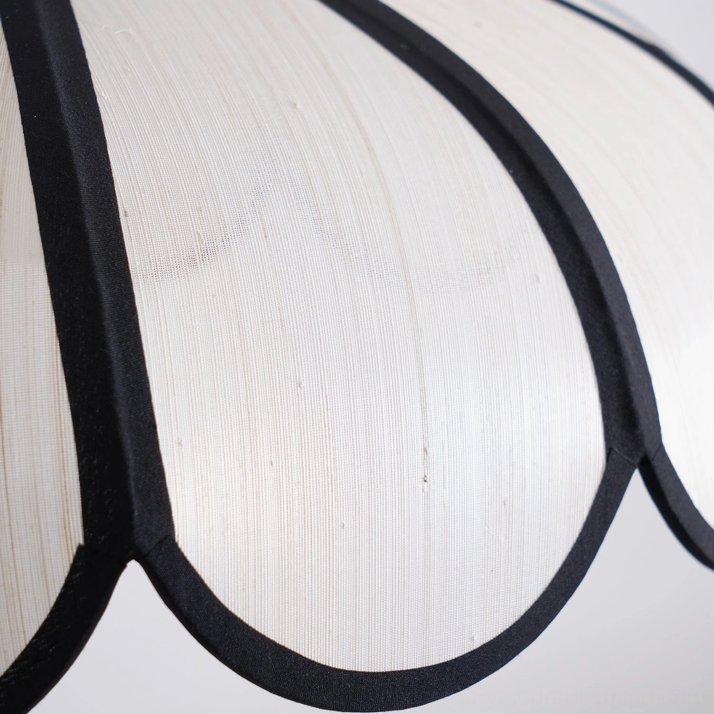 Botan pendant light size comparison and detail view, scalloped shade construction