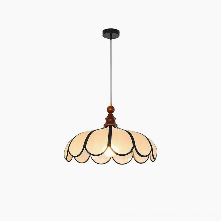 Botan small scalloped pendant light 40cm diameter, intimate space natural fiber lighting