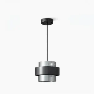 Botello modern pendant light with smoke glass and brass metal frame, front minimalist view