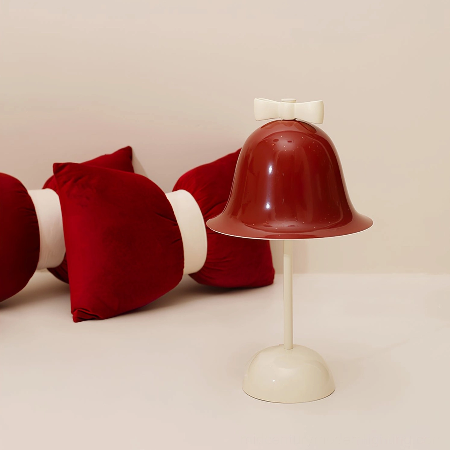 Bow Bell mid-century modern accent lamp featuring integrated LED, push-button switch, and universal voltage compatibility