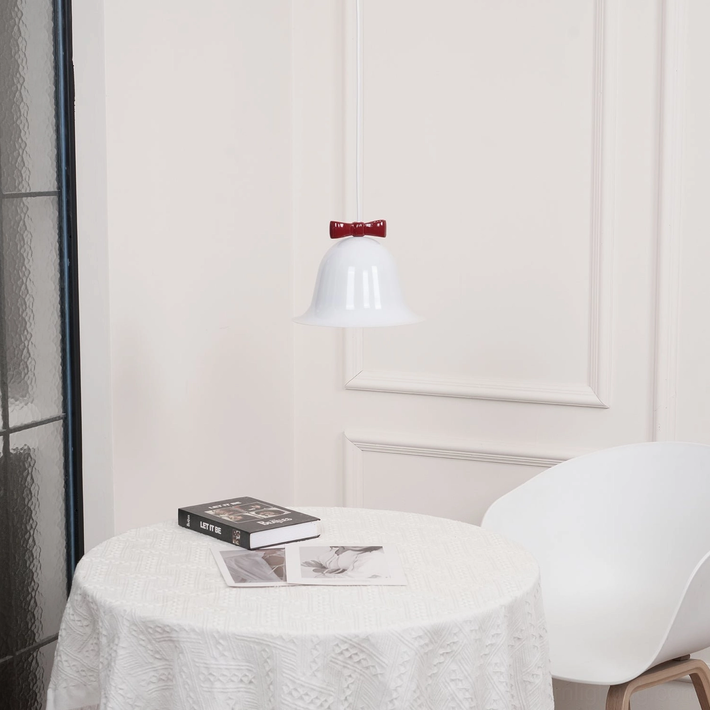 Bow bell pendant lamp blue shade option modern design