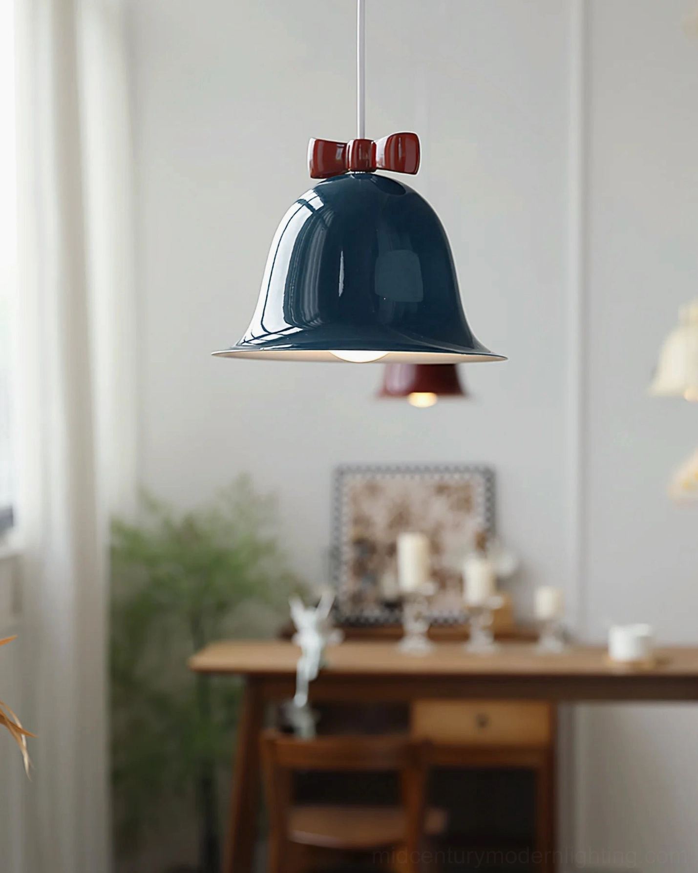 Bow bell pendant lamp detailed craftsmanship view