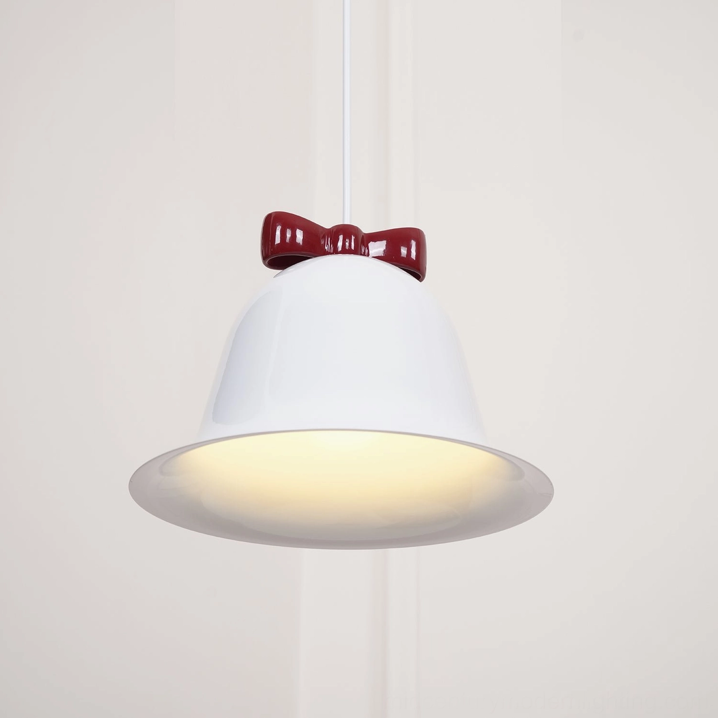 Bow bell pendant lamp cream beige finish minimalist aesthetic